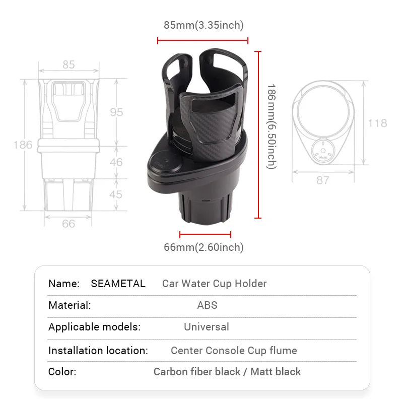 2 in 1 Auto Cup Holder Expander 360 Grad verstellbar